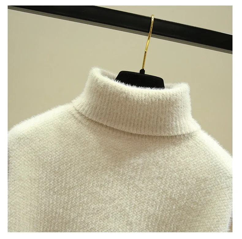 Women Knitted Turtleneck Knitwear Women Soft Thick Warm Pullover  Sweater Autumn Sweater Winter Clothes Casual Knitwear