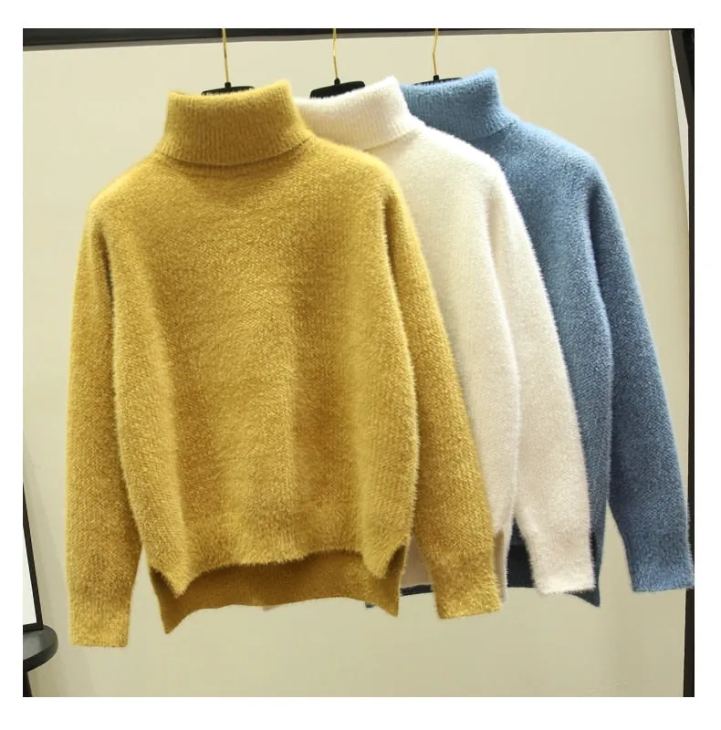 Women Knitted Turtleneck Knitwear Women Soft Thick Warm Pullover  Sweater Autumn Sweater Winter Clothes Casual Knitwear