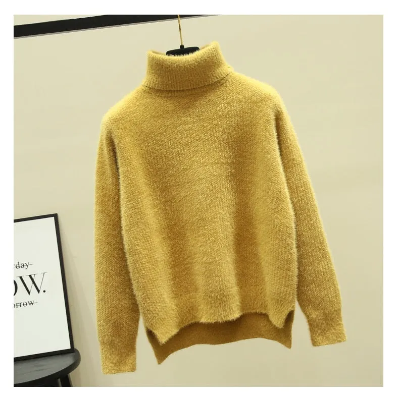 Women Knitted Turtleneck Knitwear Women Soft Thick Warm Pullover  Sweater Autumn Sweater Winter Clothes Casual Knitwear