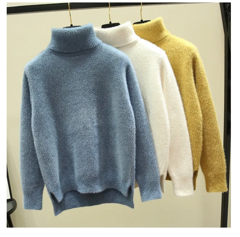 Women Knitted Turtleneck Knitwear Women Soft Thick Warm Pullover  Sweater Autumn Sweater Winter Clothes Casual Knitwear