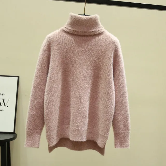 Women Knitted Turtleneck Knitwear Women Soft Thick Warm Pullover  Sweater Autumn Sweater Winter Clothes Casual Knitwear