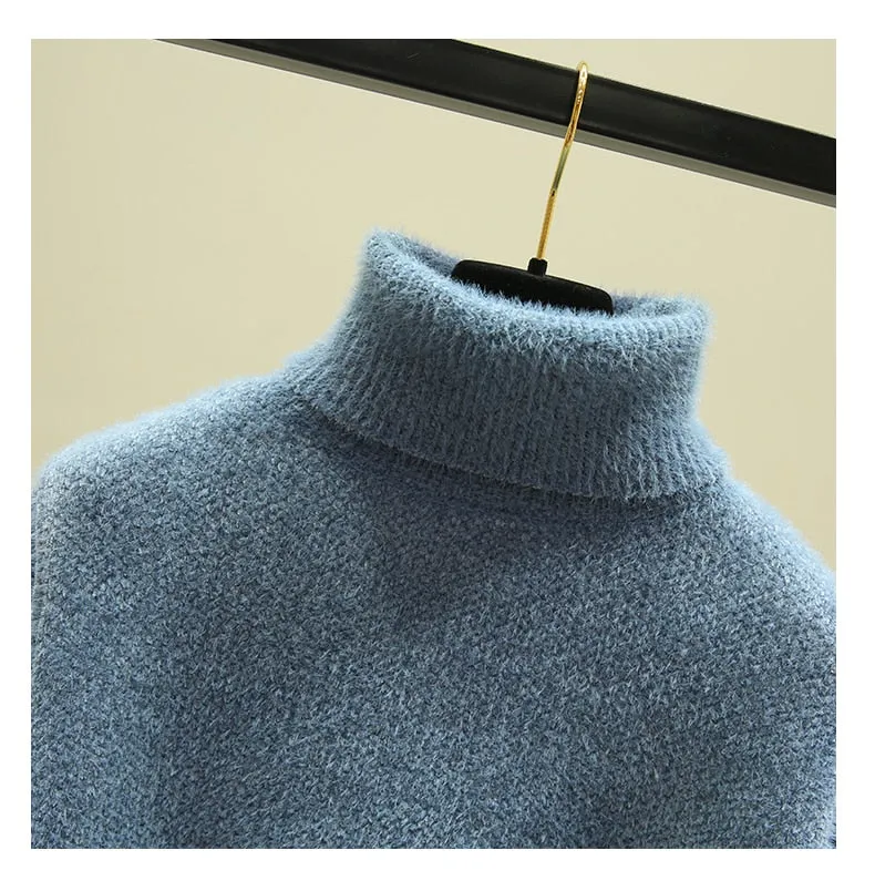 Women Knitted Turtleneck Knitwear Women Soft Thick Warm Pullover  Sweater Autumn Sweater Winter Clothes Casual Knitwear