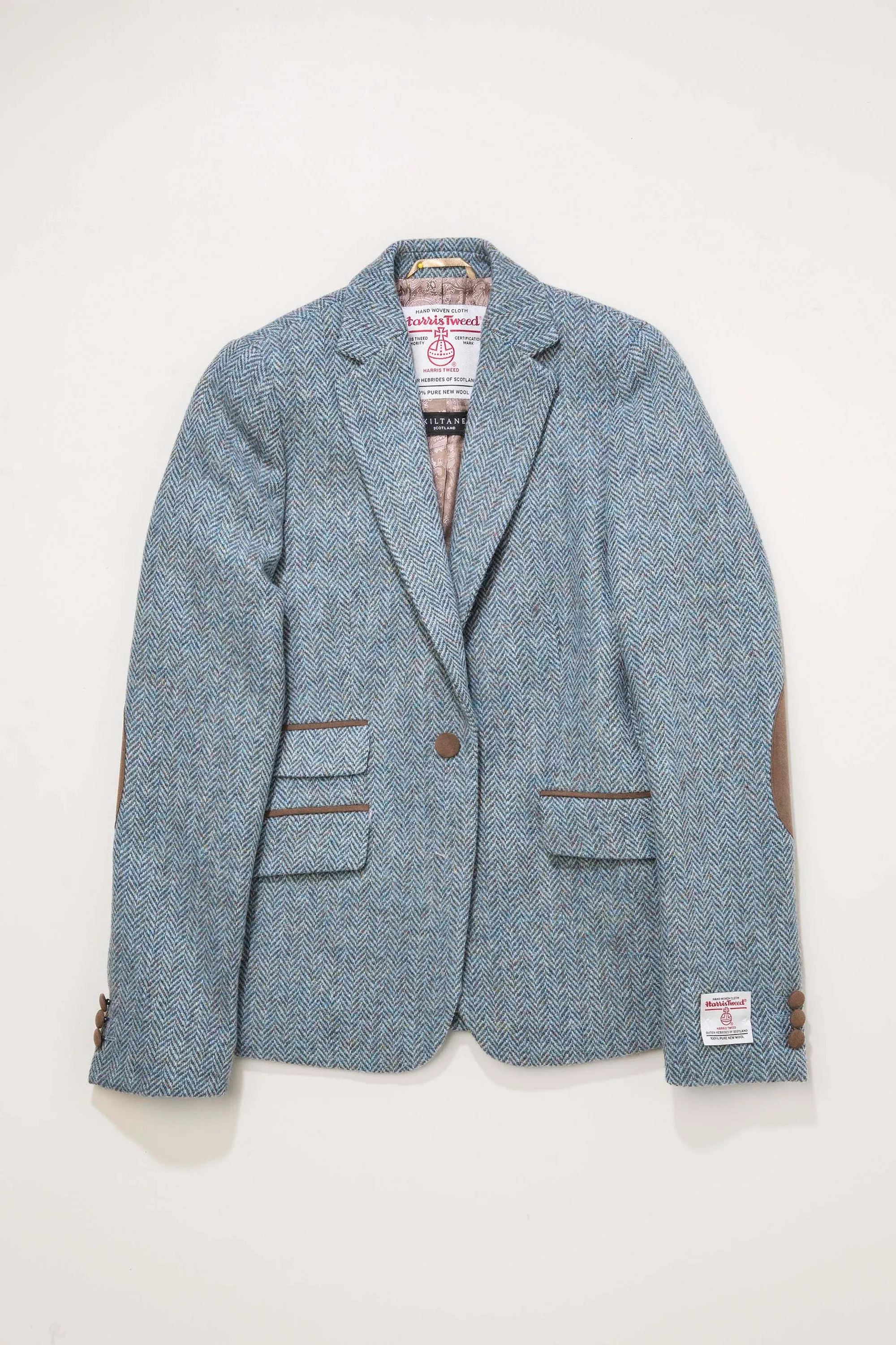 Women's Harris Tweed Janice Blazer - Light Blue Herringbone Mix